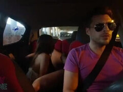 Hot Latina Teen Gives Blowjob in Uber Backseat - Public Car Sex with Big Dick Andy Stone