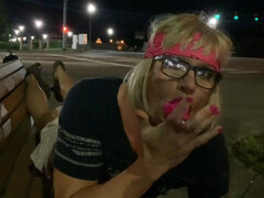 Crazy Bold Dildo Assfucking at Busy Intersection