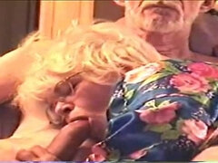 HOT SUCK IN HER FLOWERED BLUE SILK ROBE