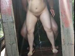 We take a summer shower in the countryside. I suck a dick under the stream