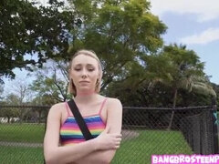 Adorable Blonde Teen Athena May Takes Her First Ride on the Bus - Part 1