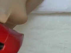 Extremely High Red High Heels, Metal Heels, Long Legs, JOI Lady Victoria Valente