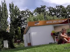 Jolie Fille, the sexy Czech teen, gets her tight ass drilled in a park by a lucky dude