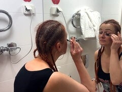 Adventure with redhead milf Marsu as she shows off in black tights and glasses