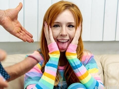 18 años, Verga grande, Mamada, Estilo perrito, Tetas naturales, Pelirrojo, Flaco, Tetas