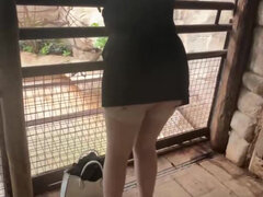 Slut in Public Visits Butt Plug Micro Skirt and Garter Belt