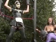 Rubber horse have fun between 3 mistress and a1 ponygirl