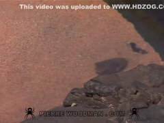 Anaali, Ranta, Iso kulli, Isot tissit, Ruskeahiuksinen, Tupla penetraatio, Sekarotuinen, Ulkona