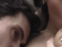Alluring asiatic babe with big tits gets jizzed on them