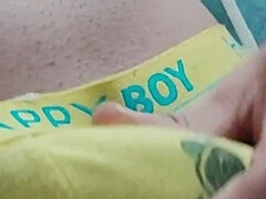 Cumming in my yellow underwear!