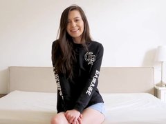 Small-tittied cutie shows sexual talents at the casting