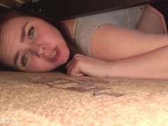 Pretty female got stuck under the couch, so her roomie used an chance to drill her