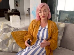 Pink hair stepmom with fake lips gets fucked in POV