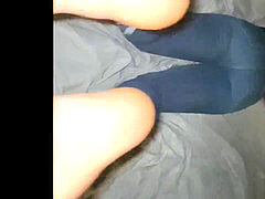 barely legal year elderly mega-bitch footjob in jeans