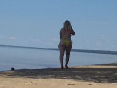 Amatéri, Bbw, Pláž, Bikini, Manželka v domácnosti, Dospelé, Vonku, Manželka
