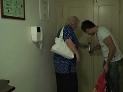 GRANNYBET - 80 Year Old Blonde Granny Pleases Younger Guy