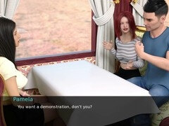 Redhead with big boobs and a nice butt plays pc games in this erotic visual novel
