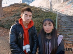 Hunt4k. kawaii japanese tourist with Big Boobs is smoking stranger's dick in the corner