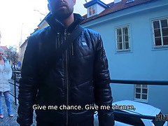 Hot blonde with big hooters satisfies hunter and gets paid