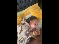 Small Ebony Beauty Sucks Big Black Cock