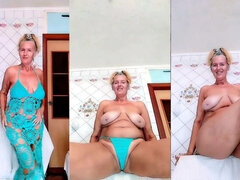 Funny Striptease of a Hot Housewife in the Kitchen