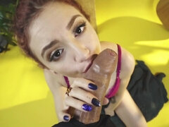 Lola Fae eagerly sucks thick throbbing cock