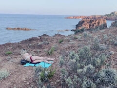 Amateur, Plage, Attrapée, Queue, Français, Masturbation, Public, Voyeur