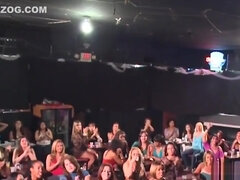 Busty partying cfnm babe shows her tits