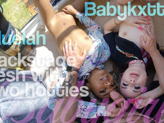 Backstage Sesh with Two Teen Hotties