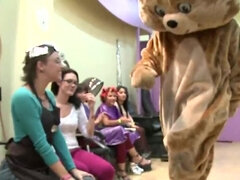 Dancing Bear dude gets to enjoy a bunch of slutty mouths