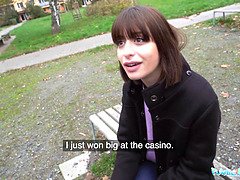 Cute Italian babe offers sexual favours for his Casino winnings