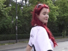 Redhead Football Fan Mia May Pickup For Anal Fuck At Viewing