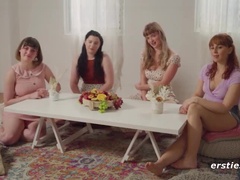 Hot Lesbian Workshop: 4 Sexy Ladies Learn Oral Sex Techniques on Laney Day