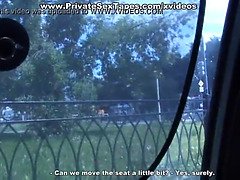 Private sex video with long haired cutie blowjob in the car