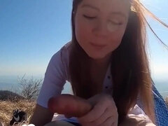 Horny amateur sex shag with an amazing view - Blowing Off