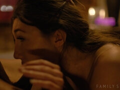 아메리카인, 오랄섹스, 흑갈색 머리, 키스, 대단히, 보지, 엉덩이 때리기, 젖가슴