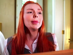 Hot Teacher Eva Soda Fucks Naughty Student in Library - Teen Redhead in School Uniform