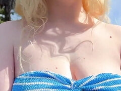 Blonde College Slut Gigi Sweets cheats on boyfriend by walking to campus