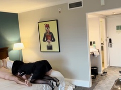 EXHIBITIONIST FLASHES MAID: I whip out my dick to a hotel worker and she assists me in ejaculating.