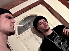 Bandits Nolan and York Reed smoke cigars and cum while jerking off
