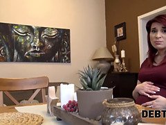 Pregnant debtor has no choice but to take cock