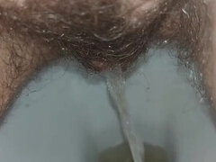 GinnaGg Hairy MILF Pissing Long Pee Close Up Bush Pussy