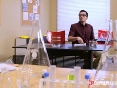 Blonde Schoolgirl Ignites Desire in a Wild Classroom Scene