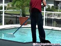 Desirae Spencer fucks pool guy: Big Tits, Big Ass  Blowjob Porn
