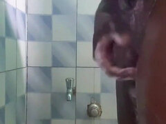 20y BBC Nasty Jerking off in His Shower Cleaning up His Cock
