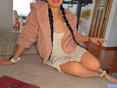 Stepdaughter gets it on with stepdad in the palace living room