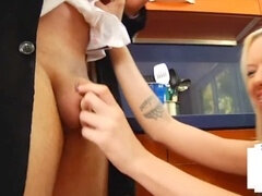 Micro salami dominas blowing pathetic dick in insane group