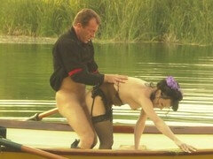 Tender brunette enjoys passionate boat ride and hardcore pounding by the river