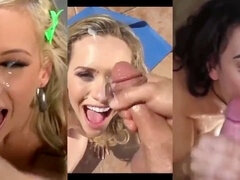 Epic facial cumshot compilation on multiple screens featuring Allie Jordan, Abagelle Banks, Ivy Winters, Courtney Shea, Jemini, and Alexis Blaze