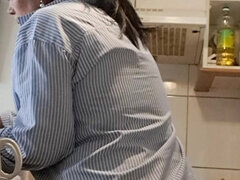 아마추어, 크고 아름다운 여자, 주부, 부엌, 나이든, 혼자